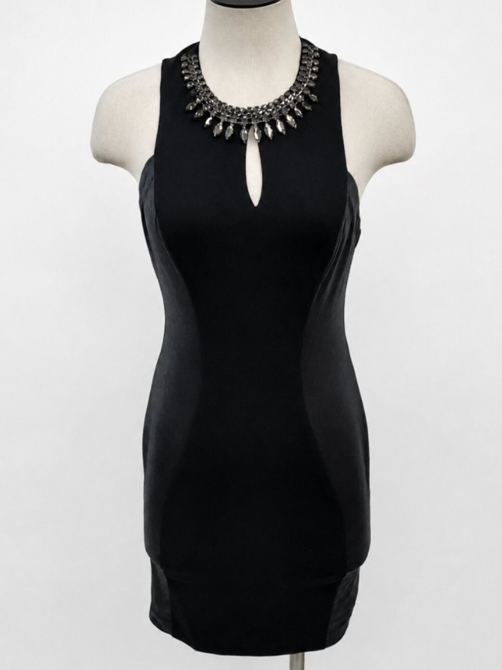 GUESS Black Beaded High Neck McBling Sexy Racerback Cocktail Dress 6 LBD